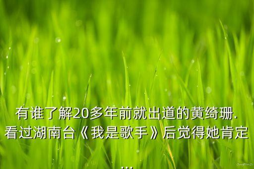 有谁了解20多年前就出道的黄绮珊.看过湖南台《我是歌手》后觉得她肯定...