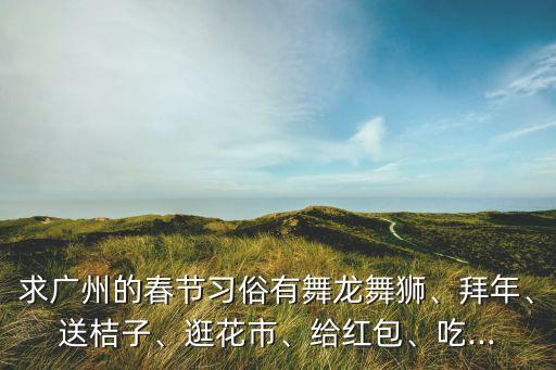 求广州的春节习俗有舞龙舞狮、拜年、送桔子、逛花市、给红包、吃...