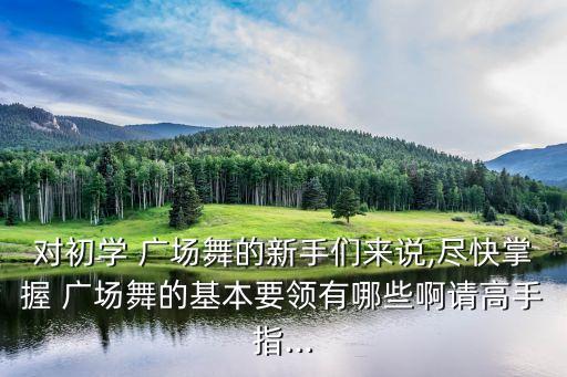 对初学 广场舞的新手们来说,尽快掌握 广场舞的基本要领有哪些啊请高手指...