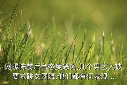 网曝陈赫后台态度恶劣,几个男艺人被要求跳女团舞,他们都有何表现...