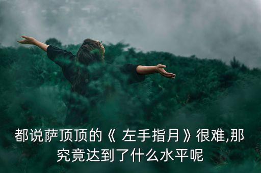 都说萨顶顶的《 左手指月》很难,那究竟达到了什么水平呢