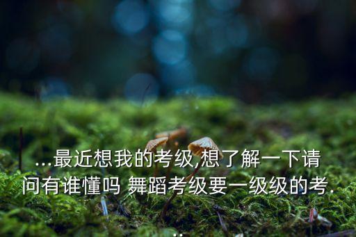 ...最近想我的考级,想了解一下请问有谁懂吗 舞蹈考级要一级级的考...