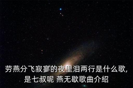劳燕分飞寂寥的夜里泪两行是什么歌,是七叔呢 燕无歇歌曲介绍