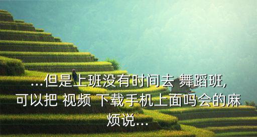 ...但是上班没有时间去 舞蹈班,可以把 视频 下载手机上面吗会的麻烦说...