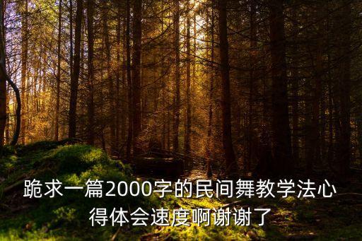 跪求一篇2000字的民间舞教学法心得体会速度啊谢谢了