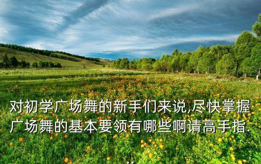对初学广场舞的新手们来说,尽快掌握广场舞的基本要领有哪些啊请高手指...