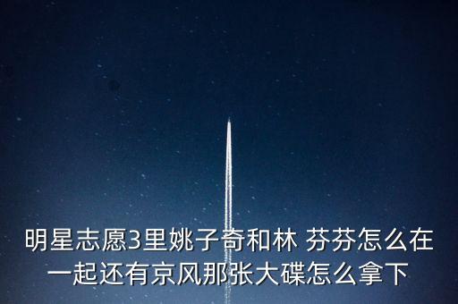 明星志愿3里姚子奇和林 芬芬怎么在一起还有京风那张大碟怎么拿下