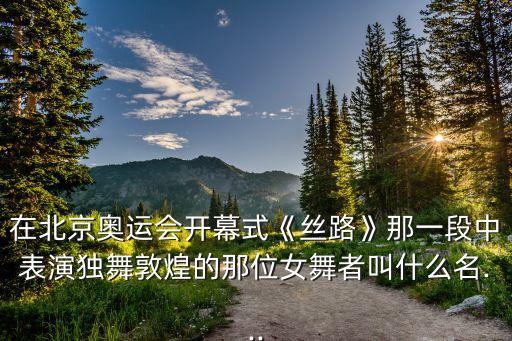 在北京奥运会开幕式《丝路》那一段中表演独舞敦煌的那位女舞者叫什么名...