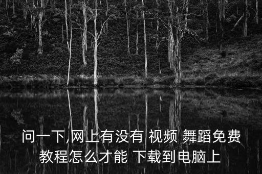 问一下,网上有没有 视频 舞蹈免费教程怎么才能 下载到电脑上