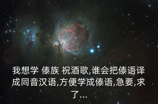 我想学 傣族 祝酒歌,谁会把傣语译成同音汉语,方便学成傣语,急要,求了...