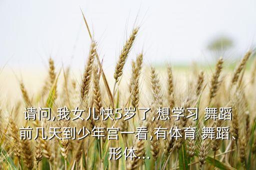 请问,我女儿快5岁了,想学习 舞蹈前几天到少年宫一看,有体育 舞蹈、 形体...