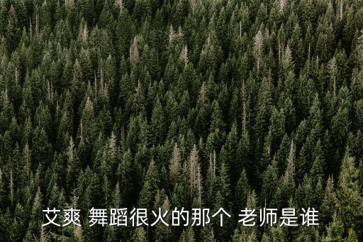 艾爽 舞蹈很火的那个 老师是谁