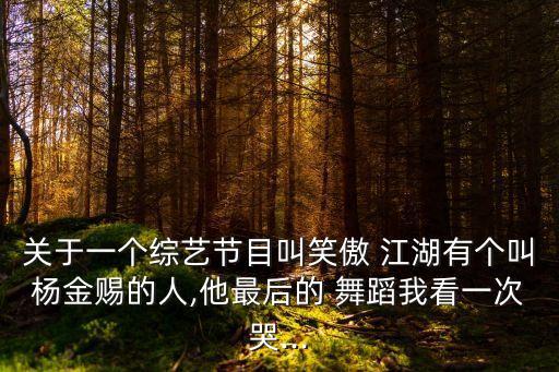 关于一个综艺节目叫笑傲 江湖有个叫杨金赐的人,他最后的 舞蹈我看一次哭...