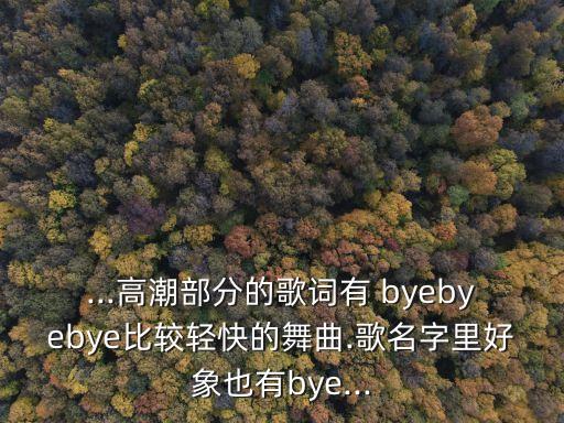 ...高潮部分的歌词有 byebyebye比较轻快的舞曲.歌名字里好象也有bye...