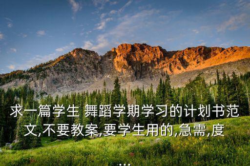 求一篇学生 舞蹈学期学习的计划书范文,不要教案,要学生用的,急需,度...