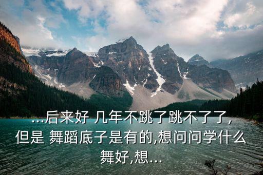 ...后来好 几年不跳了跳不了了,但是 舞蹈底子是有的,想问问学什么舞好,想...