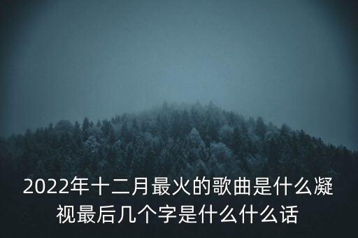 2022年十二月最火的歌曲是什么凝视最后几个字是什么什么话
