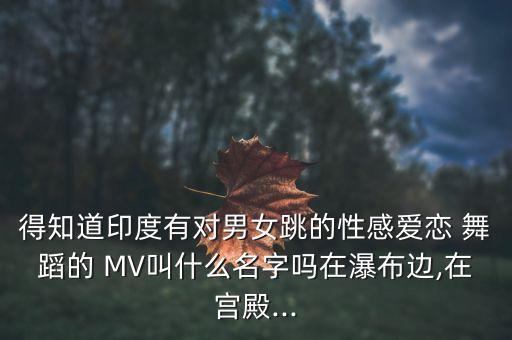 得知道印度有对男女跳的性感爱恋 舞蹈的 MV叫什么名字吗在瀑布边,在宫殿...