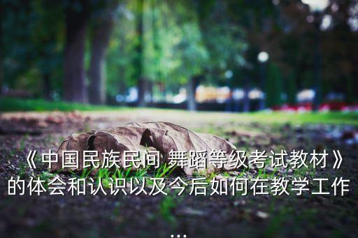 《中国民族民间 舞蹈等级考试教材》的体会和认识以及今后如何在教学工作...