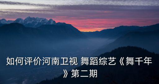 如何评价河南卫视 舞蹈综艺《舞千年》第二期
