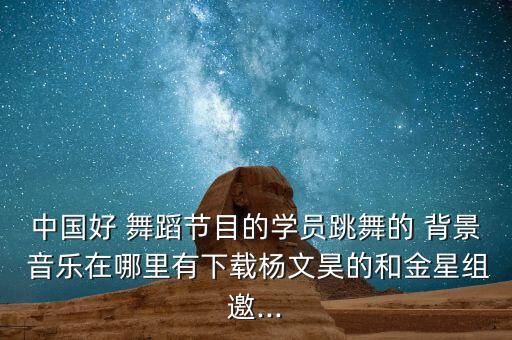 中国好 舞蹈节目的学员跳舞的 背景 音乐在哪里有下载杨文昊的和金星组邀...