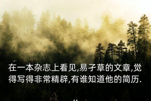 在一本杂志上看见,易孑草的文章,觉得写得非常精辟,有谁知道他的简历...