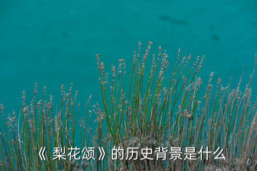 《 梨花颂》的历史背景是什么