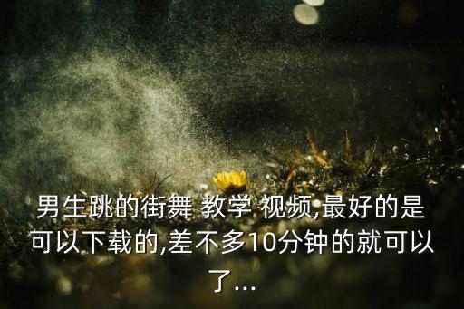男生跳的街舞 教学 视频,最好的是可以下载的,差不多10分钟的就可以了...