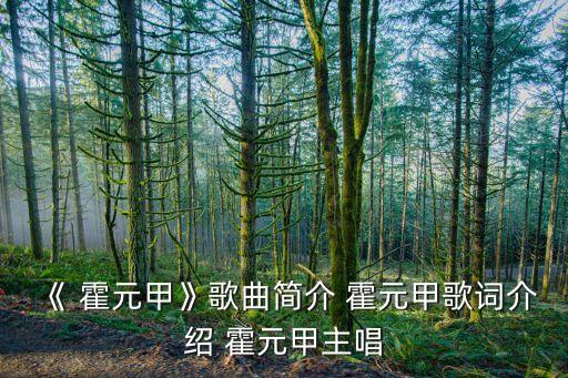 《 霍元甲》歌曲简介 霍元甲歌词介绍 霍元甲主唱