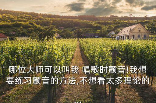 哪位大师可以叫我 唱歌时颤音!我想要练习颤音的方法,不想看太多理论的...