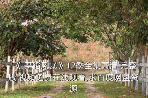 《 舞蹈风暴》12季全集高清 完整版 视频免费在线观看,求百度网盘资源