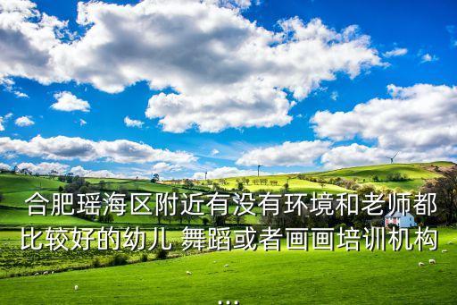  合肥瑶海区附近有没有环境和老师都比较好的幼儿 舞蹈或者画画培训机构...
