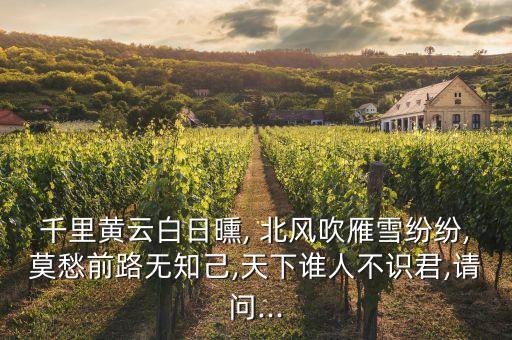 千里黄云白日曛, 北风吹雁雪纷纷,莫愁前路无知己,天下谁人不识君,请问...