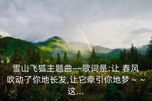 雪山飞狐主题曲~~歌词是:让 春风吹动了你地长发,让它牵引你地梦～～这...