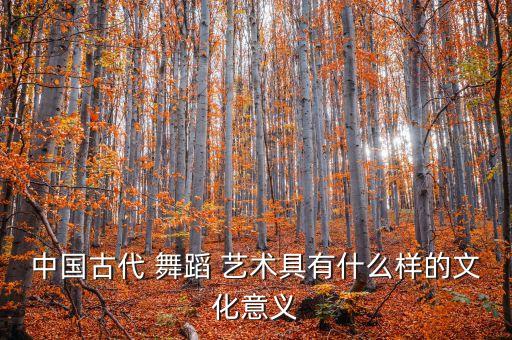 中国古代 舞蹈 艺术具有什么样的文化意义