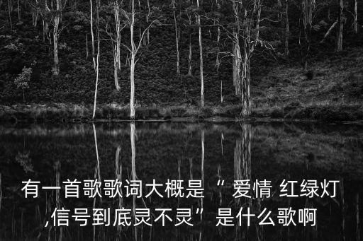 有一首歌歌词大概是“ 爱情 红绿灯,信号到底灵不灵”是什么歌啊