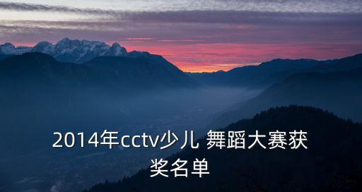 2014年cctv少儿 舞蹈大赛获奖名单