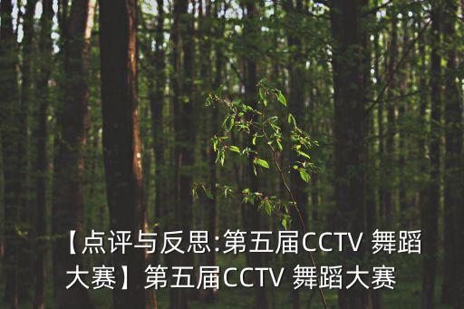 【点评与反思:第五届CCTV 舞蹈大赛】第五届CCTV 舞蹈大赛