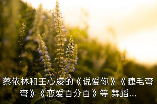 蔡依林和王心凌的《说爱你》《睫毛弯弯》《恋爱百分百》等 舞蹈...