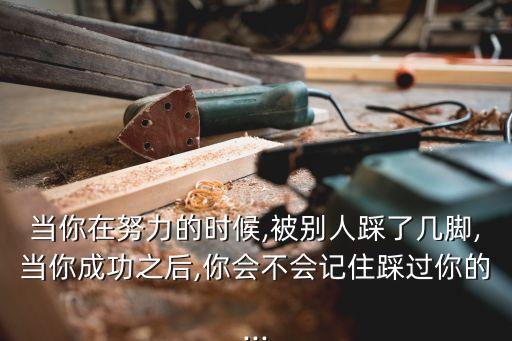 当你在努力的时候,被别人踩了几脚,当你成功之后,你会不会记住踩过你的...