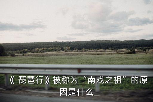 《 琵琶行》被称为“南戏之祖”的原因是什么