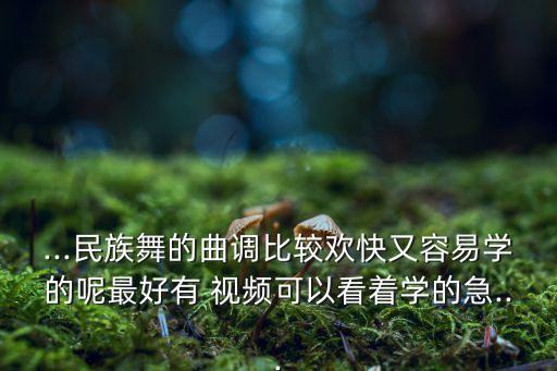 ...民族舞的曲调比较欢快又容易学的呢最好有 视频可以看着学的急...
