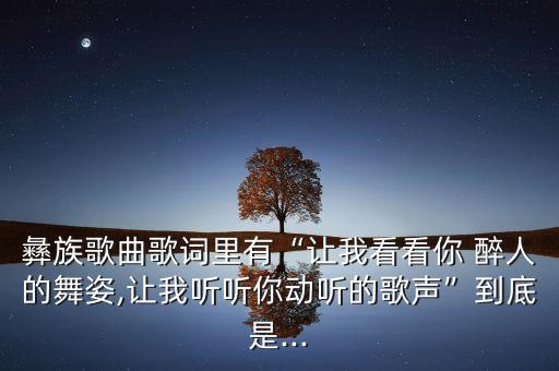 彝族歌曲歌词里有“让我看看你 醉人的舞姿,让我听听你动听的歌声”到底是...