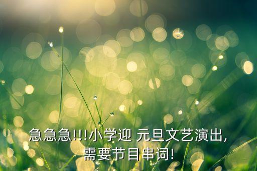 急急急!!!小学迎 元旦文艺演出,需要节目串词!