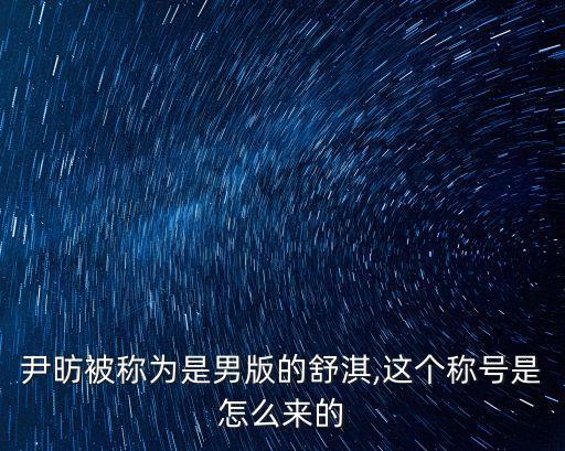 尹昉被称为是男版的舒淇,这个称号是怎么来的