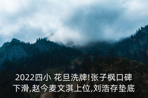 2022四小 花旦洗牌!张子枫口碑下滑,赵今麦文淇上位,刘浩存垫底