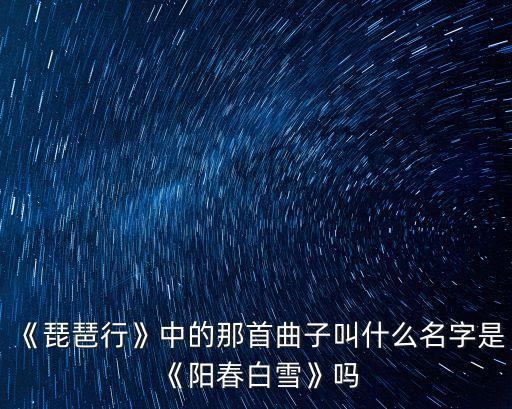 《琵琶行》中的那首曲子叫什么名字是《阳春白雪》吗