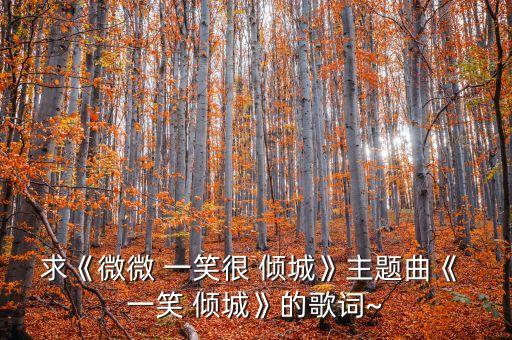 求《微微 一笑很 倾城》主题曲《 一笑 倾城》的歌词~