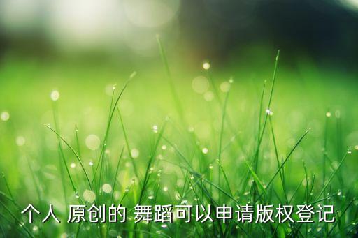 个人 原创的 舞蹈可以申请版权登记