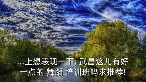 ...上想表现一下, 武昌这儿有好一点的 舞蹈 培训班吗求推荐!